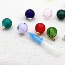 2piece 8-12mm Diffuser Perfume Ball Glass Pendant With Beads Cap Refillable Essential Oil Aromatherapy Handmade Charms Pendant