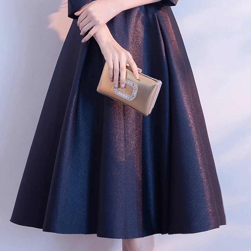DongCMY New Arrival 2024 Formal Short Prom Dresses Elegant Sequined Plus size Gold Color Vestdios Party Gown Customized