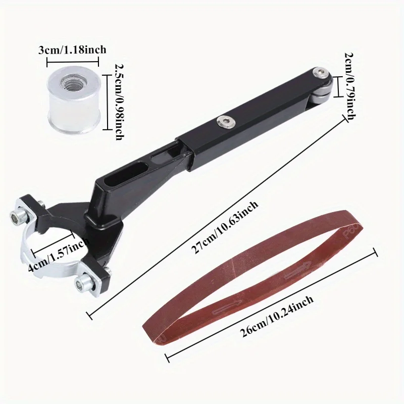 Elektrische bandslijpmachine Bandschuurmachine voor het polijsten van metaal - Bevestiging voor haakse slijper Ideaal voor aluminium, ijzer, staal en meer