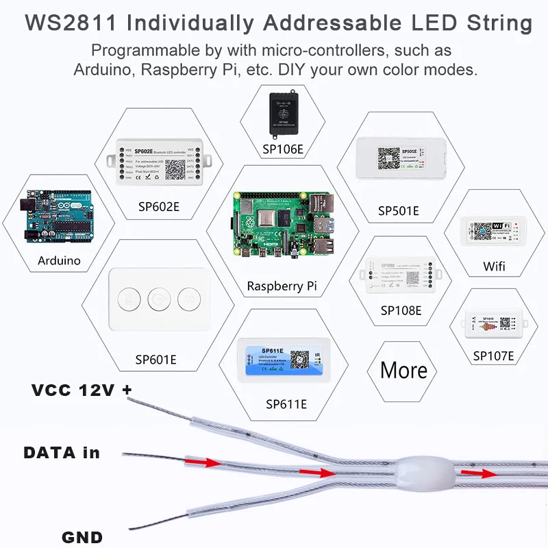 Imagem -02 - Led Pebble Pixel String Light Rgb Endereçável Full Color Ip67 Clear Wire Dc12v 1000ct 15 mm 25 mm 50 mm 100 mm Pitch Ws2811 Ws2812