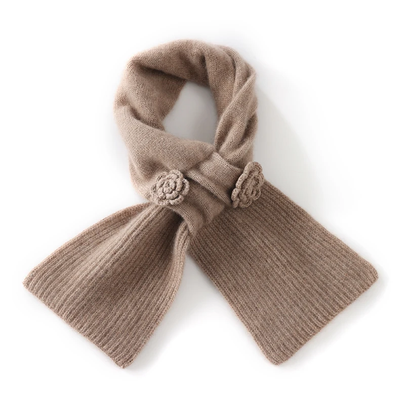 

A-class Cashmere Handmade Hook Flower 100% Pure Cashmere Scarf Women's Autumn/Winter Knitted Warm Neck Protection Scarf Luxury