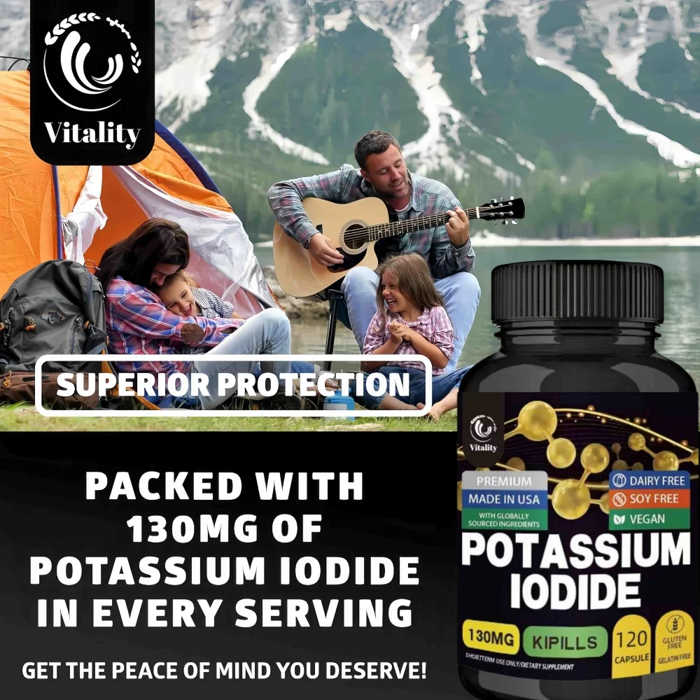 Potassium Iodide Capsules 130mg - Pure Potassium Iodide Tablets for Radiation Exposure for Kids & Adults