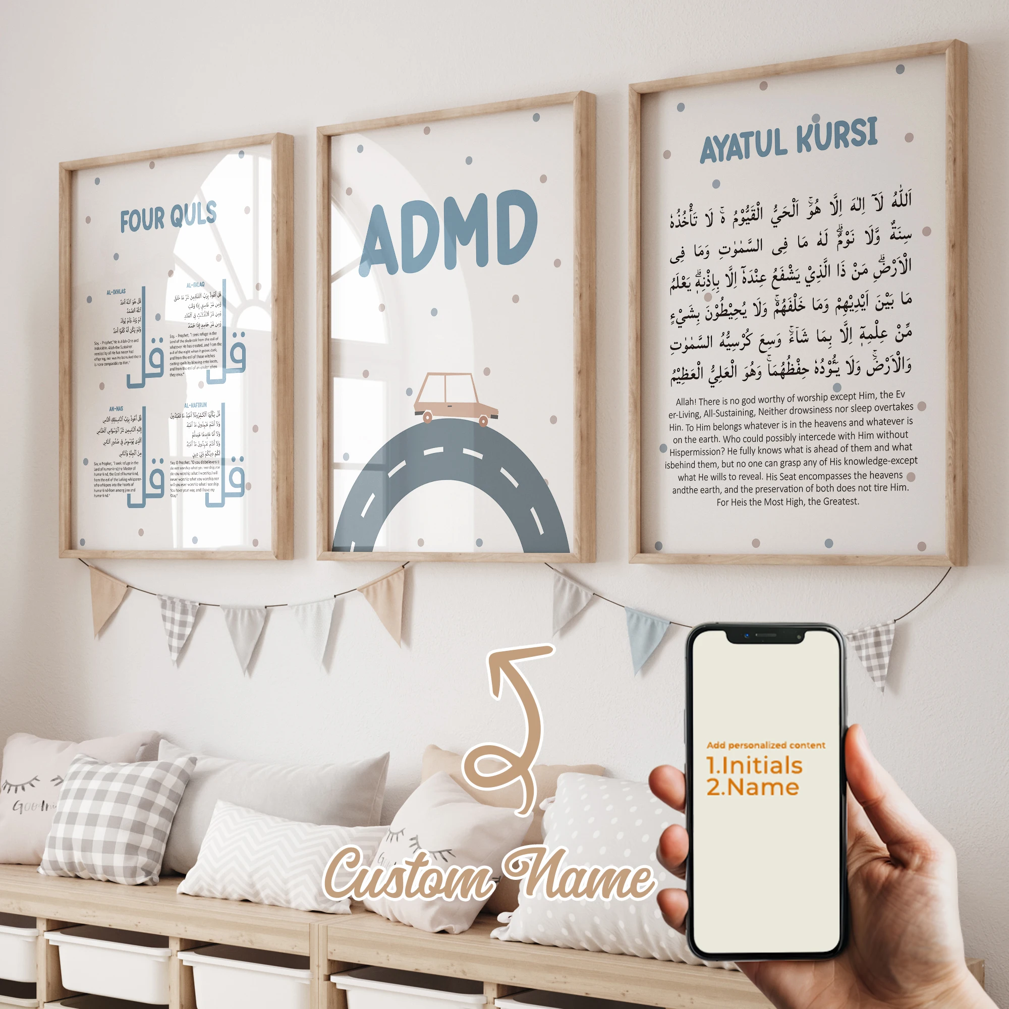 3pcs Personalized Custom Name Cartoon Scripture Prayer Wall Art Print Picture Canvas Poster Painting For Living Room Home Decor image 4