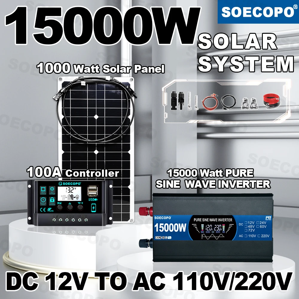 

Stable Emergency Use 15000W Pure Sine Wave Inverter Solar Kit Solar Controller Flexible Panel For Outdoor Glamping Park Radio