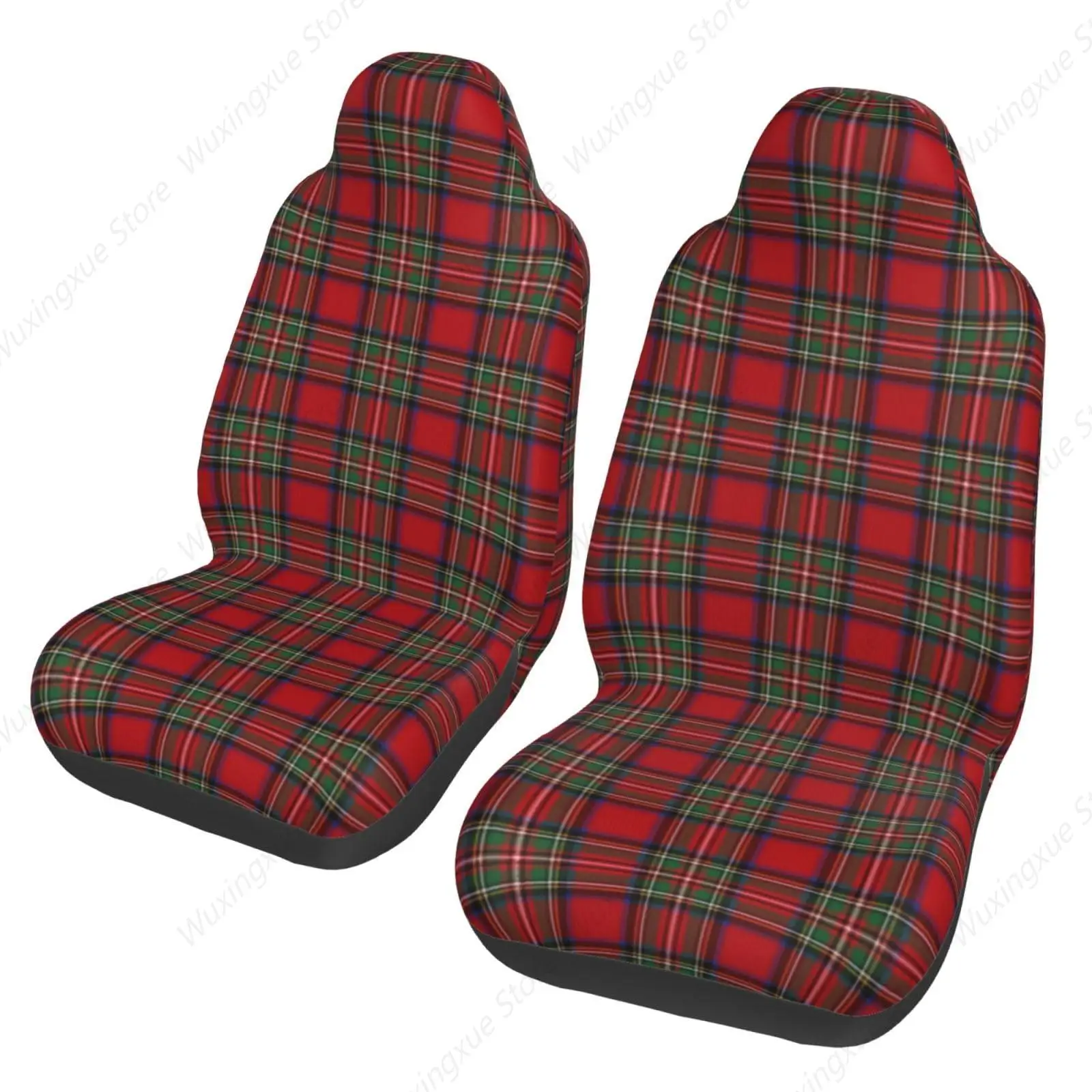 Red Green Royal Stewart Tartan Plaid Car Seat Covers for Women,Universal Auto Front Seats Protector Fits for Car,SUV Sedan,Truck