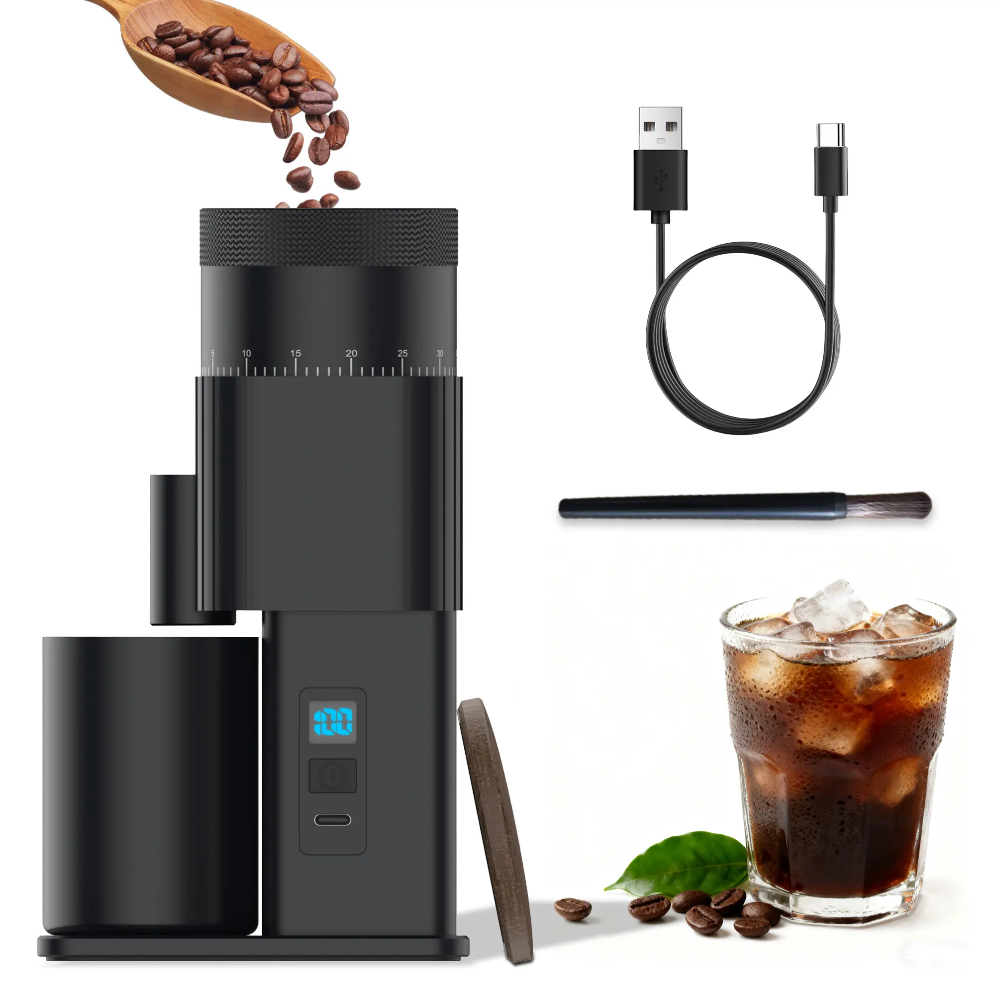 

Кофемолка электрическая кофемолка кофемолка USB портативная мельница с жерновами, Рождественский подарок на День Благодарения для любителей кофе