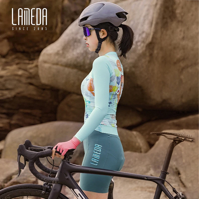 LAMEDA-mangas compridas ciclismo jersey para mulheres, topo de bicicleta, roupas MTB, camisola de estrada, primavera, verão, outono