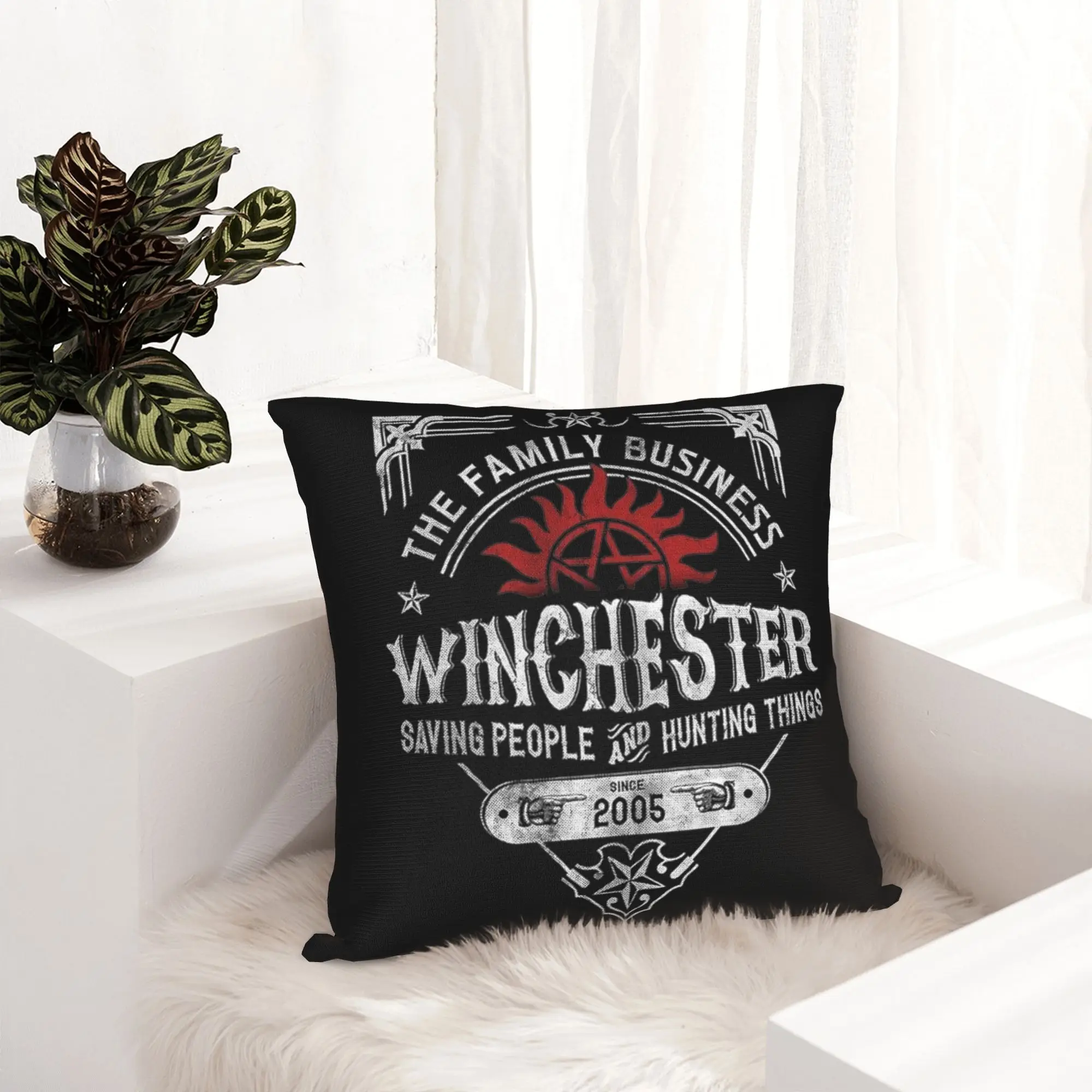 WINCHESTER Supernatural Pillowcase Printing Polyester Cushion Cover Decoration  Throw Pillow Case Cover Home Square 45*45cm