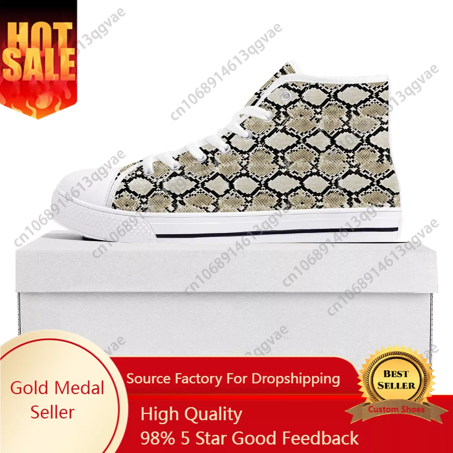 Snake Skin Pattern Canvas Sneakers para homens e mulheres, alta qualidade, adolescente, maré impressa, casual, sapato personalizado casal, qualidade superior