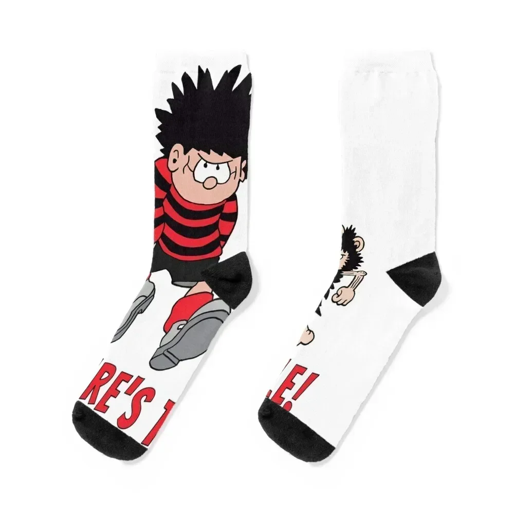 Here's Trouble with Dennis The Menace Socks professional running Toe sports Stockings Rugby Socks For Girls Men's
