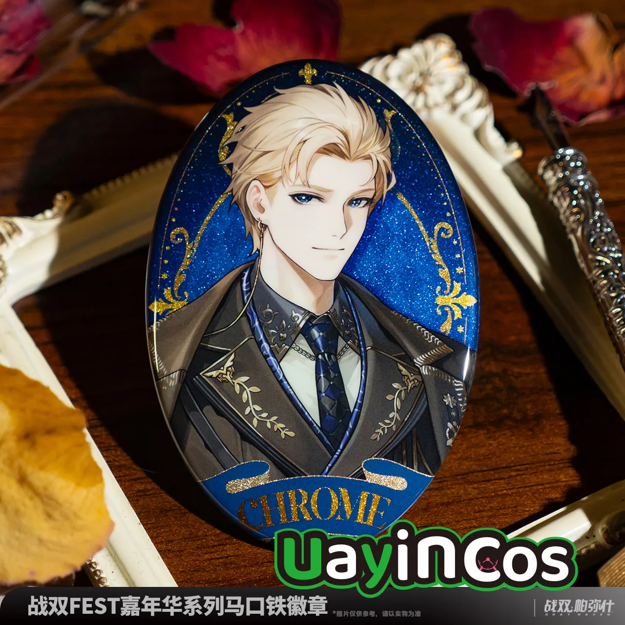 

Original GRAY RAVEN：PUNISHING Lucia Bianca Vera Chrome Tinplate Badge Brooch Ornament Doll Accessories Anime Figure Game Toy K