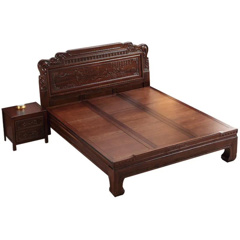 

All solid wood bed 1.8m wood mortise and tenon, antique, furniture, Chinese style, carved, double