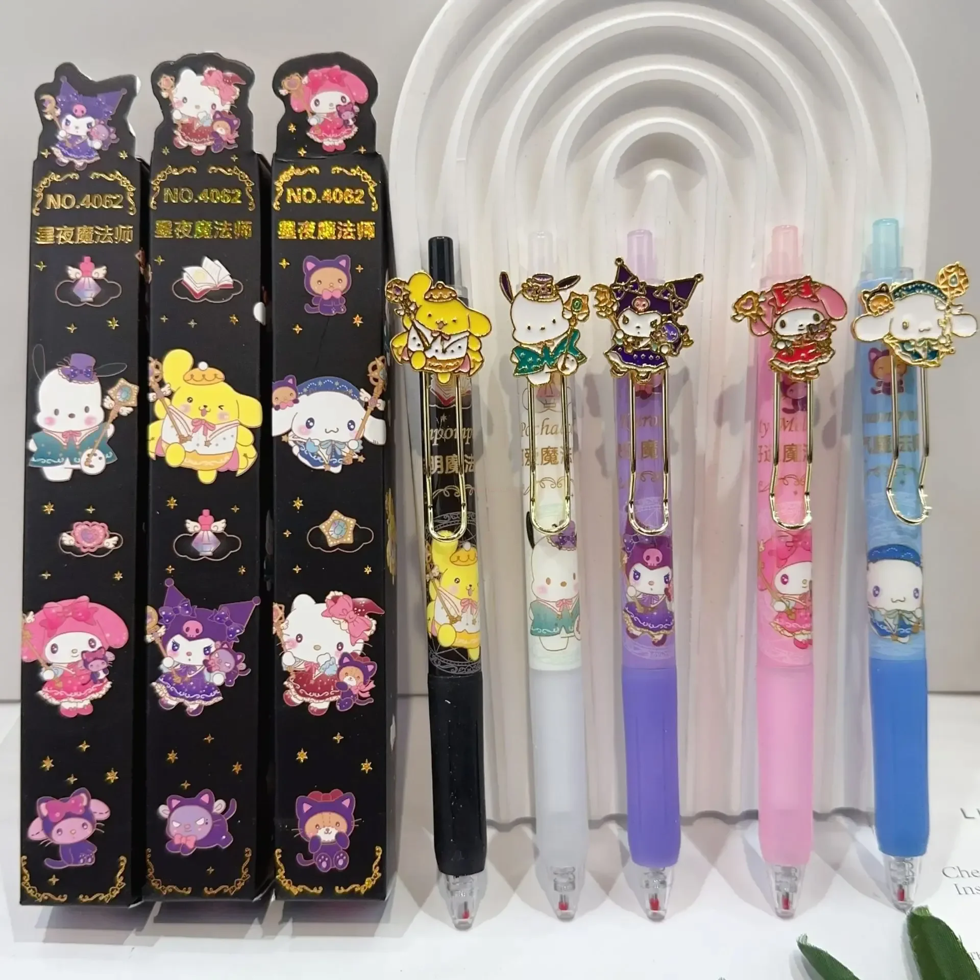 Imagem -04 - Sanrio Caneta Esferográfica Gel Olá Kitty Kuromi Cinnamoroll Papelaria Estudante Atacado 24 Pcs por Caixa