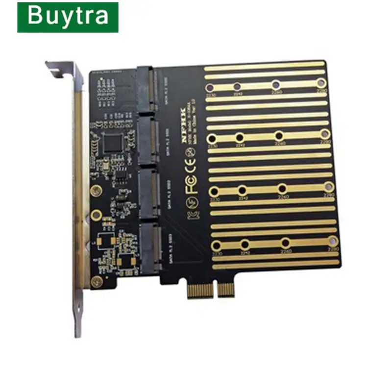 

PCIE To M2 Adapter PCI Express X1 3.0 4 Ports B Key M.2 NGFF SATA SSD Adapter PCI-E M.2 Adapter Expansion Card Riser