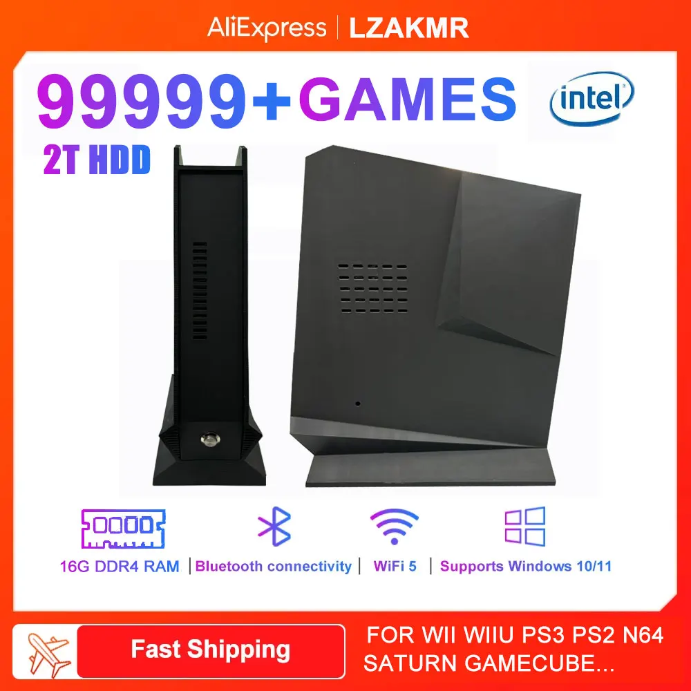 Mini PC Retro Game Box G3 Pro Dual System 99999+GAME 16G RAM 2TB HDD Game For PS2 PS3 WIIU WII SS GAMECUBE Sega Saturn Intel