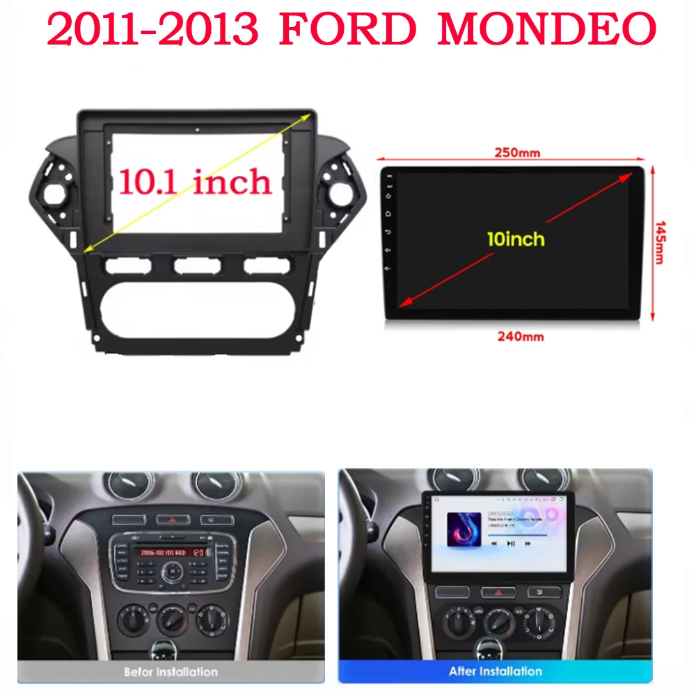 

10 Inch Car Frame Fascia Adapter Android Radio Dash Fitting Panel Kit For Ford Mondeo 2011-2013