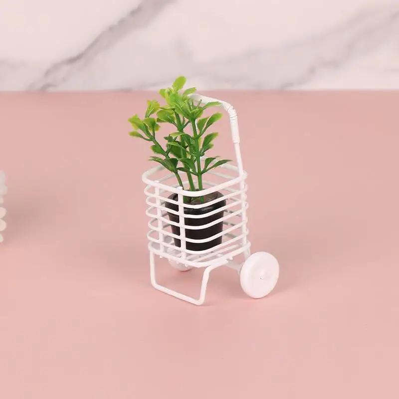 

▶1Pcs Dollhouse Accessories Ins Cute Simulation Hand Pulled Cart Shopping Cart Toy Creative Kawaii Desktop Decoration Gift