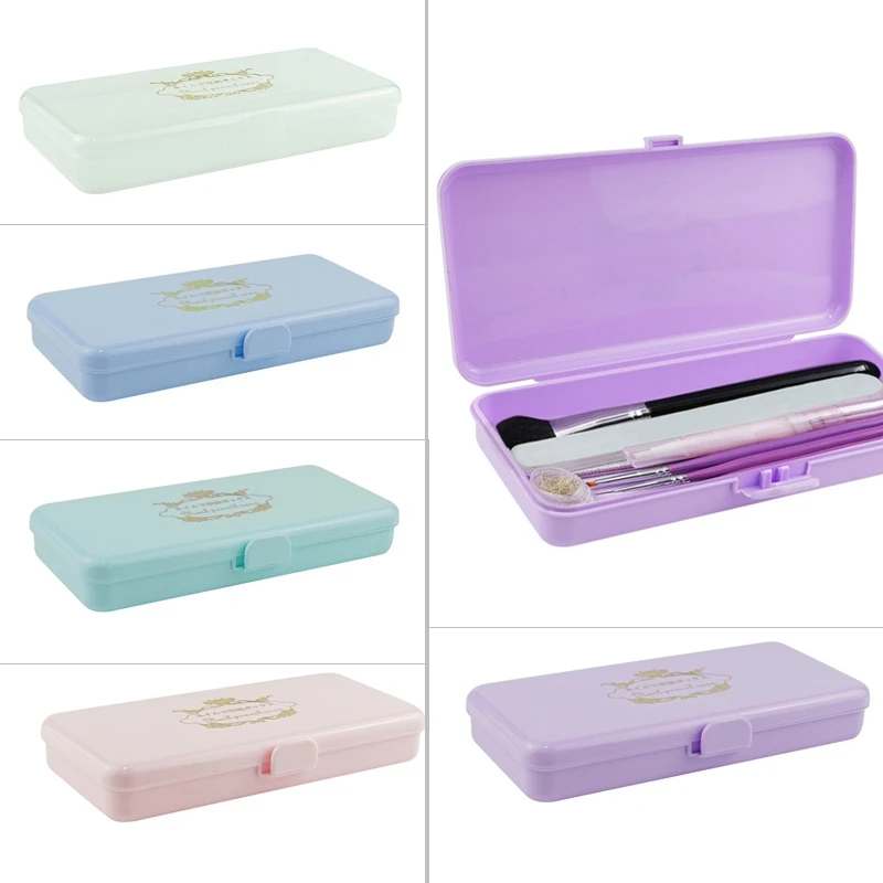 

5 Colors Nail Art Storage Box Desktop Jewelry Dustproof Fashion Elegant Brushes Pens Makeup Case Tool Accessories Storage Boxes