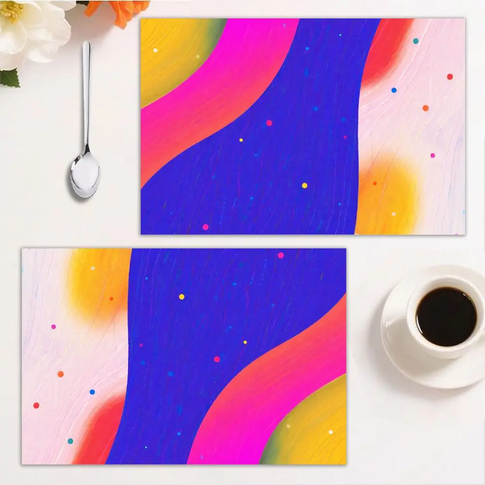 4 Uds. Manteles Individuales vibrantes ondas abstractas 12 × 18 pulgadas manteles modernos cocina comedor eventos interior exterior lavable resistente al calor