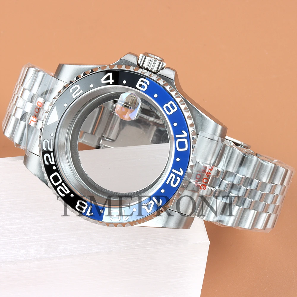Fit Modified Seiko NH35 40MM Watch Case Classic 24 Hours Ceramic Bezel For GMT NH34 NH35 NH36 NH38 Movement 28.5mm Dial Jubilee image 3