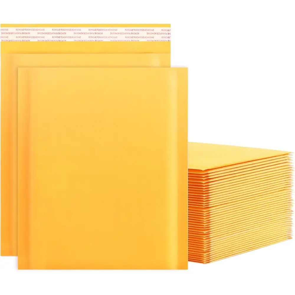 

8.5x11 Inch Yellow Padded Bubble Mailers - 25 Pack, Self-Seal Shipping Bags for Small Business Packaging and Mailing.