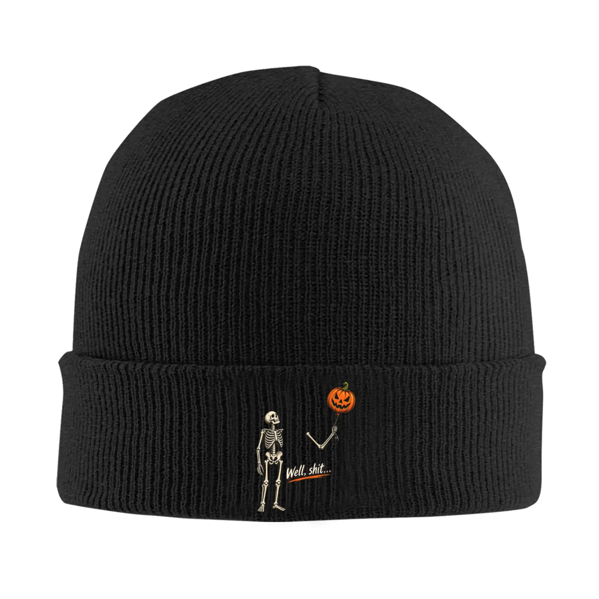 Skeleton Lost Balloon Well Shit Funny Saying Quote Beanie Hats  Bonnet Hats Unisex Adult Vintage Kpop Skullies Beanies Warm Caps