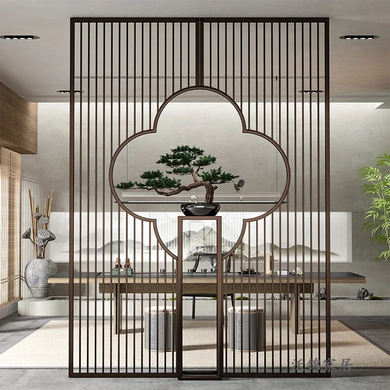 

Customized Chinese iron art stainless steel screen partition wall, living room, bedroom, shelter, Nordic simple modern entrance