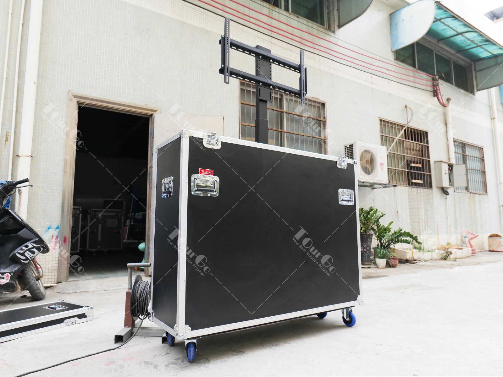 Casos de vôo para tv de 65 "led 55 polegadas elétrica motorizada tv elevador plasma tv voo case