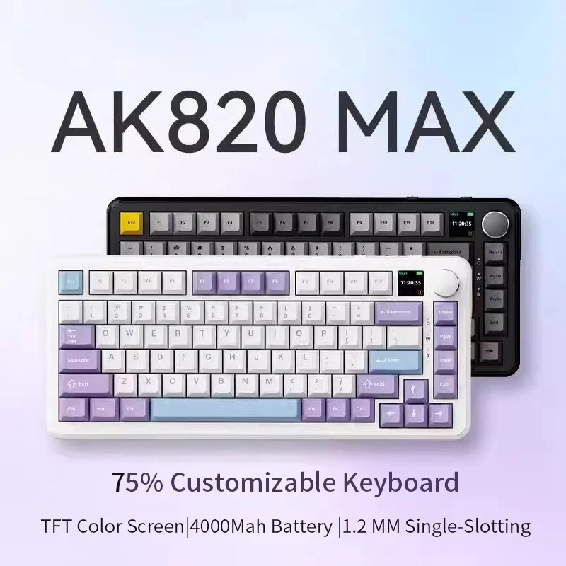 

Ajazz Ak820 Max Rgb Gaming Keyboard With Tri-Modes Color Screen Wired Magnetic Axis 4000mah Battery E-Sports Mechanical Keyboard