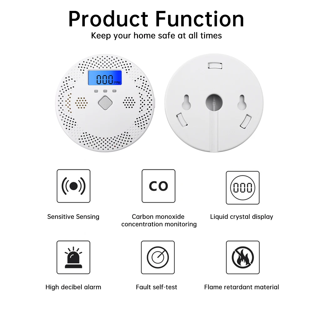 Tuya WiFi Smart Carbon Monoxide Detector Alarm For Home Security System CO Poisoning Siren Smoke Fire Alarm Firefighters