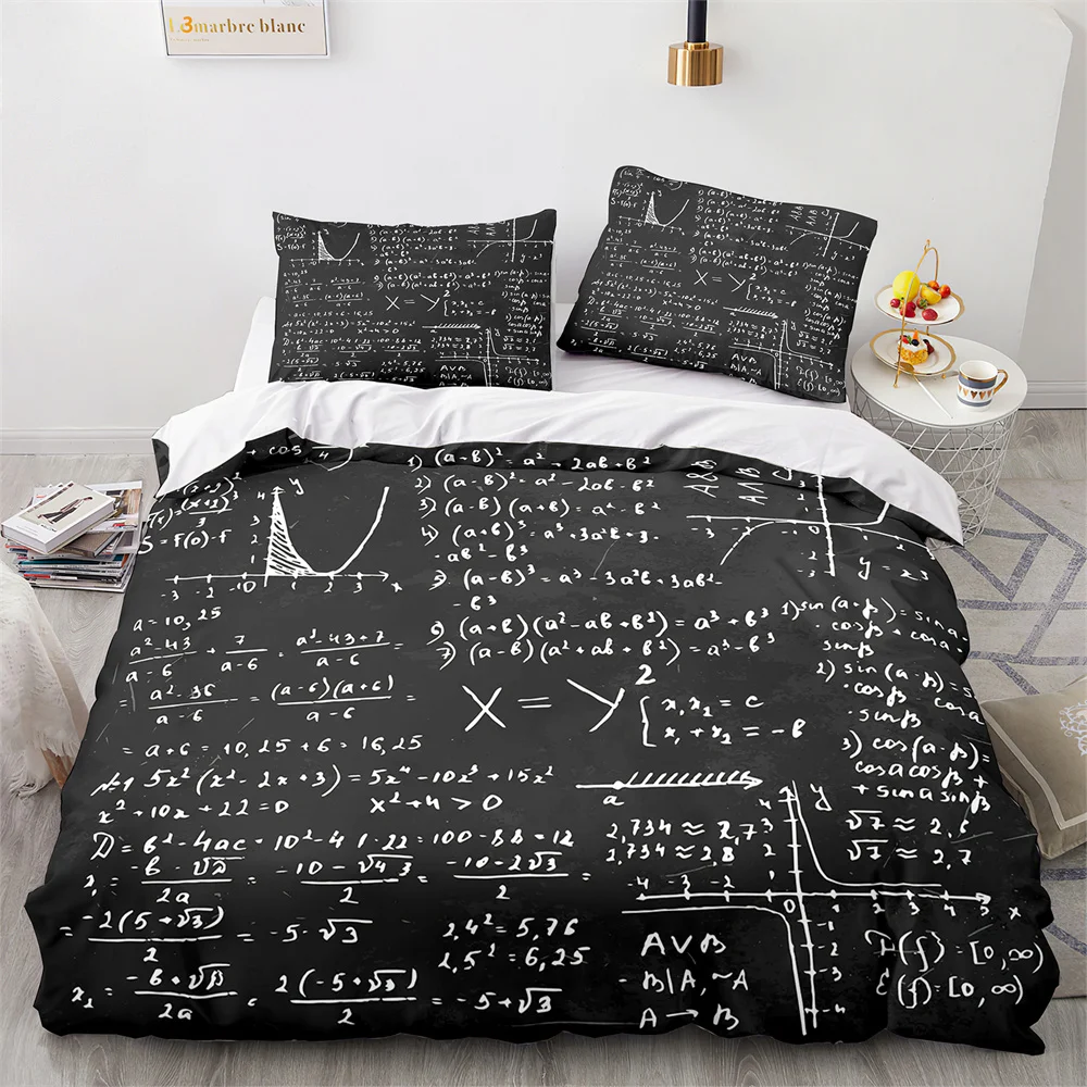 Modern Duvet Cover Set School Genius Smart Student Math Geometry Science Number Formule Image Decorative Polyester Bedding Set