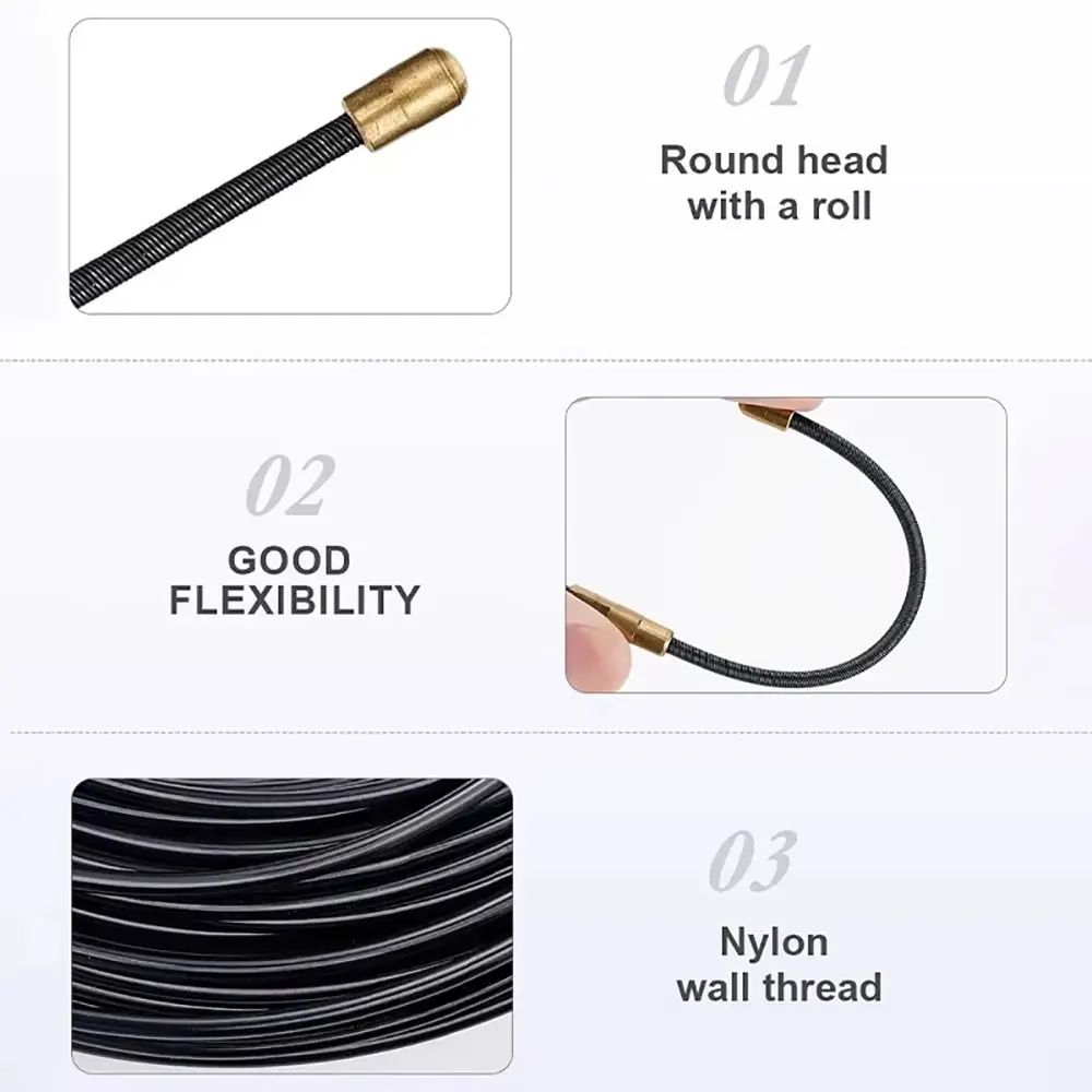 1Roll New 5/10/15/20/25/30M Cable Puller Nylon 3mm Guide Push Puller Electrician Spring Tape Wall Wire Lead Wiring Aid Tool