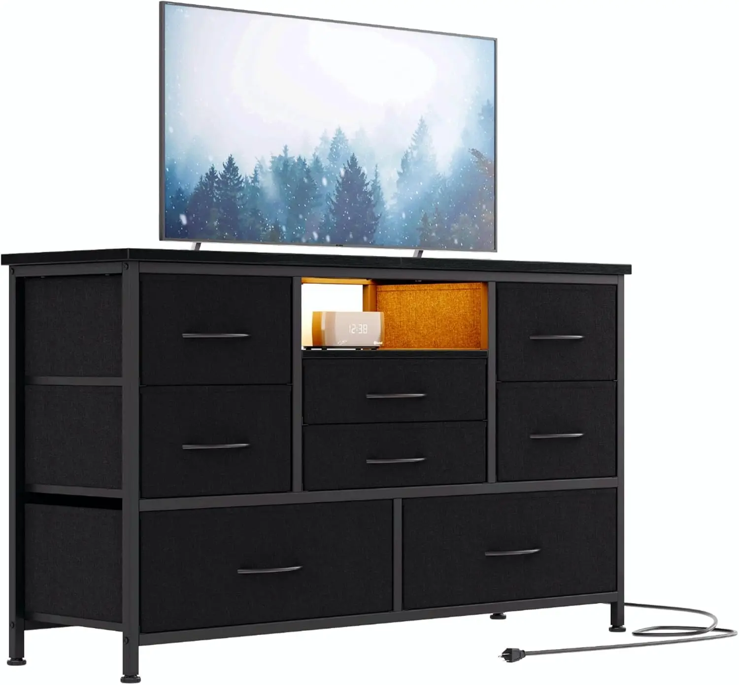 

8 Dresser TV Stand with Power Outlet & LED for 55'' TV, Long Dresser for Bedroom with 8 Deep Drawers, Wide Console Table