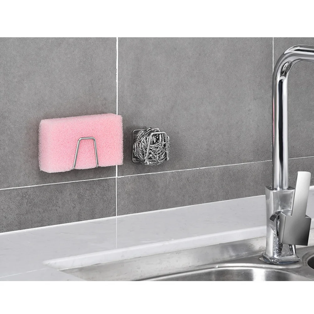 

304 Stainless Steel Sponge Drain Rack Heavy Duty Waterproof Wall Mount For Kitchen Bathroom Storage Multi-Function Towel Hook