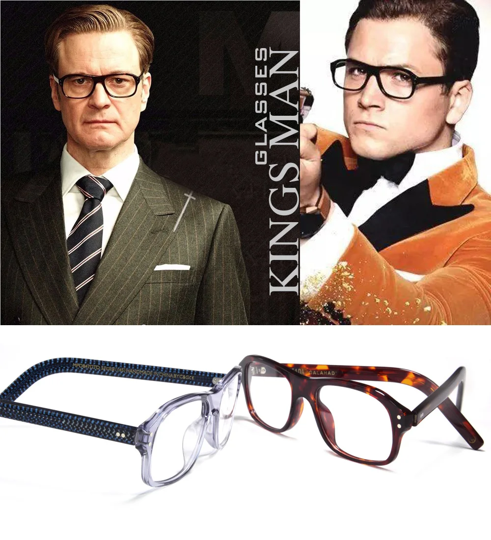 Kingsman Film Cosplay Brille Vintage Rechteck Brillengestelle für Männer Clip-on-Befestigung Polarisierte Sonnenbrille mit Etui – Detail 1
