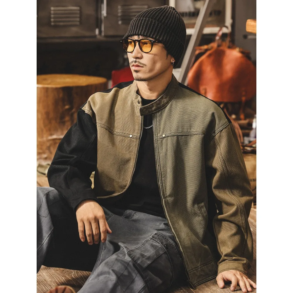 

The new stylish color-blocking and color-blocking work jacket from Chao Nan Chun Qiu is a loose and casual top