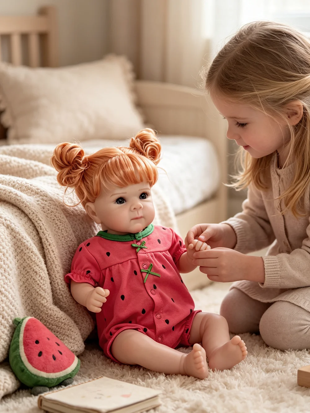 45CM Handade 3D Skin Visible Veins Realistic Baby Reborn Bettie with Hand Rooted Curly Hair Soft Touch Baby Girls Gift for Xmas