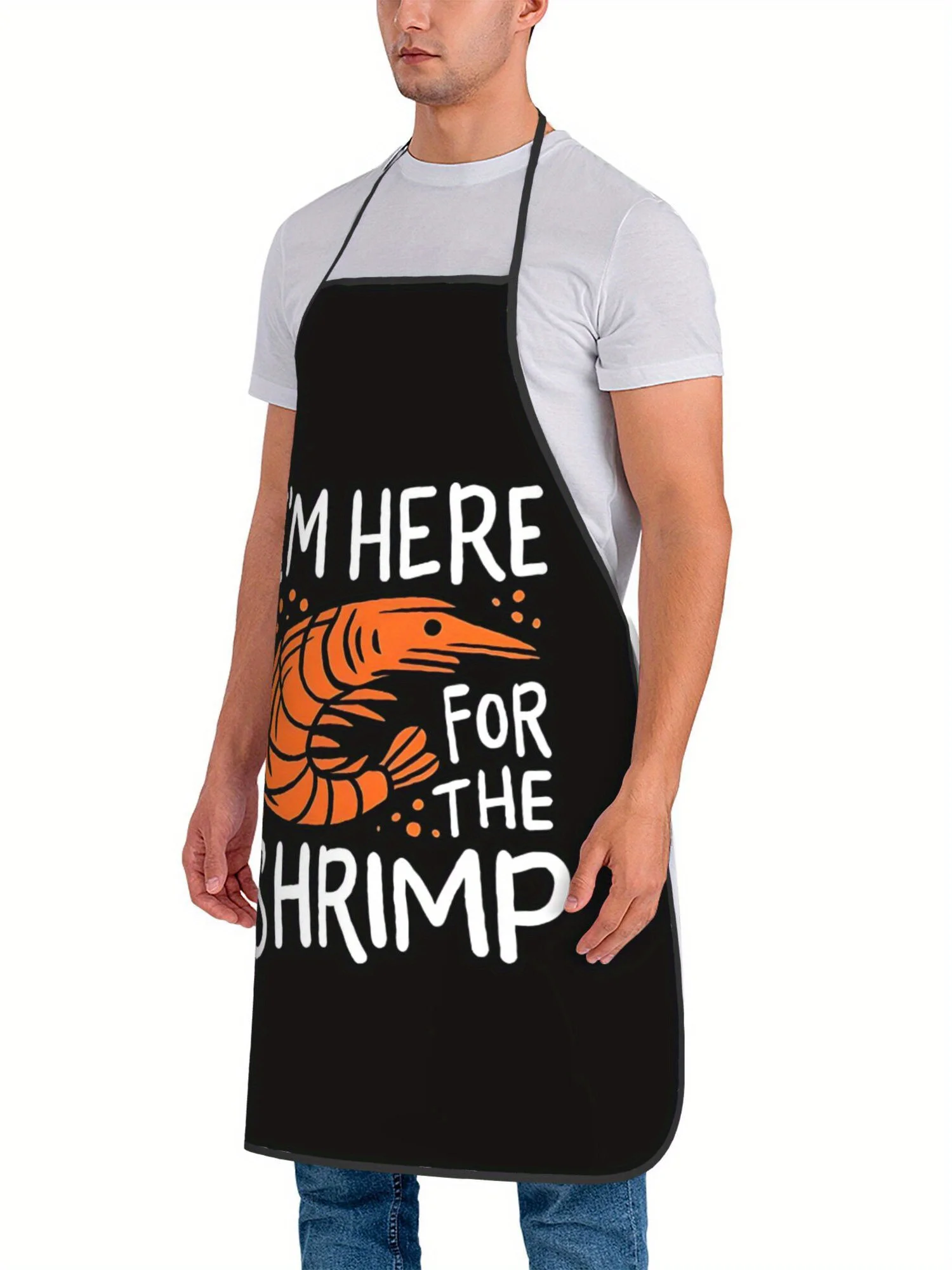 Funny Shrimp Seafood Kitchen Apron I'm Here For The Shrimp Quote Linen Cooking Bibs Chef Aprons Multi Sizes Gift