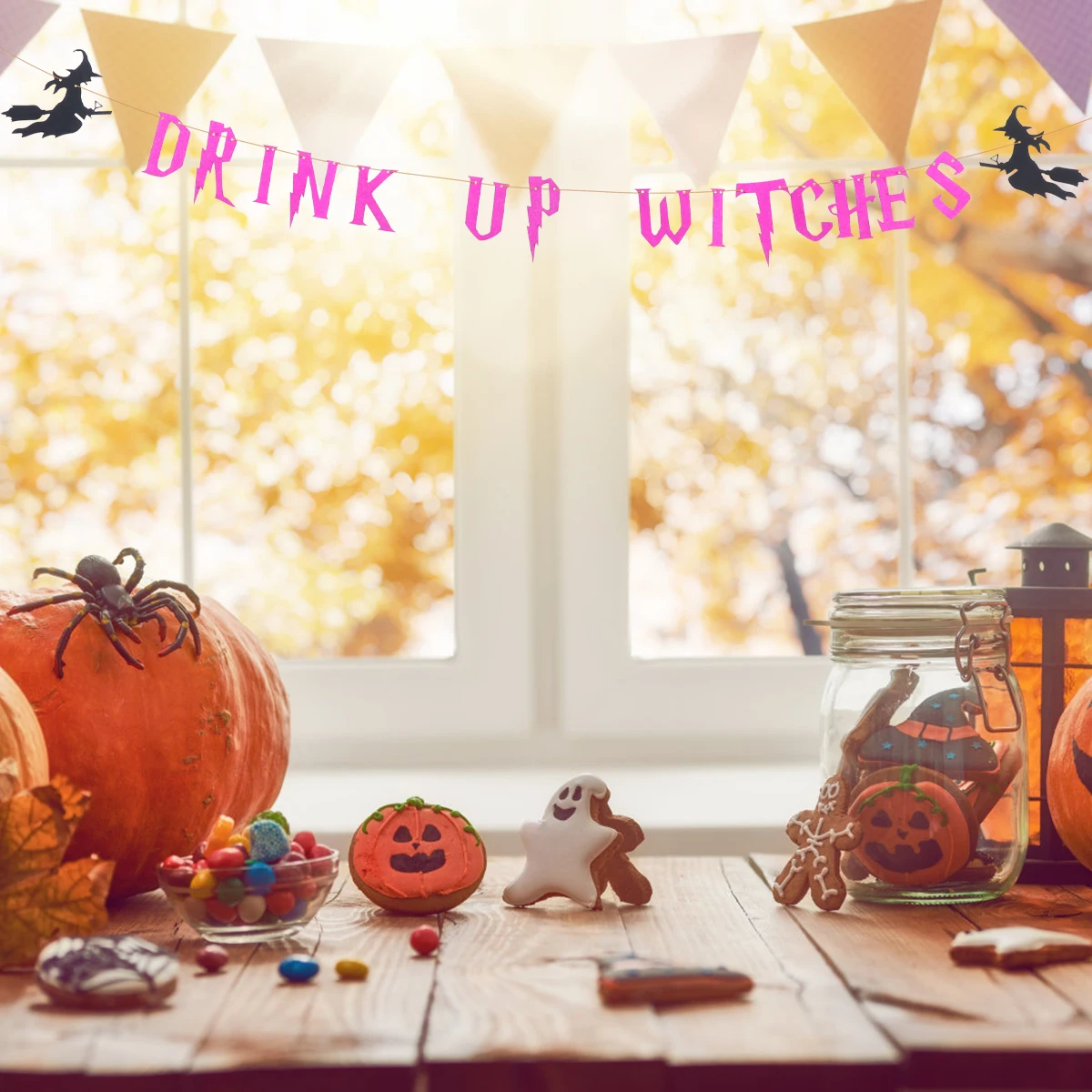 

1 set 1 set 1 Set Halloween Decorative Party Flags Hanging Door String Banner Wall Decoration For Indoor Outdoor Events