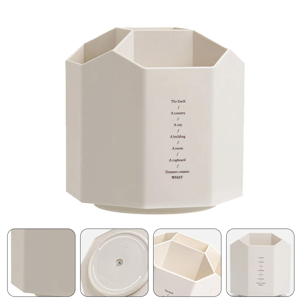

Plastic Cosmetics Box Rotatable Brush Pot Multi-Grid Desktop Organizer for Makeup Pens Office Supplies Storage Container