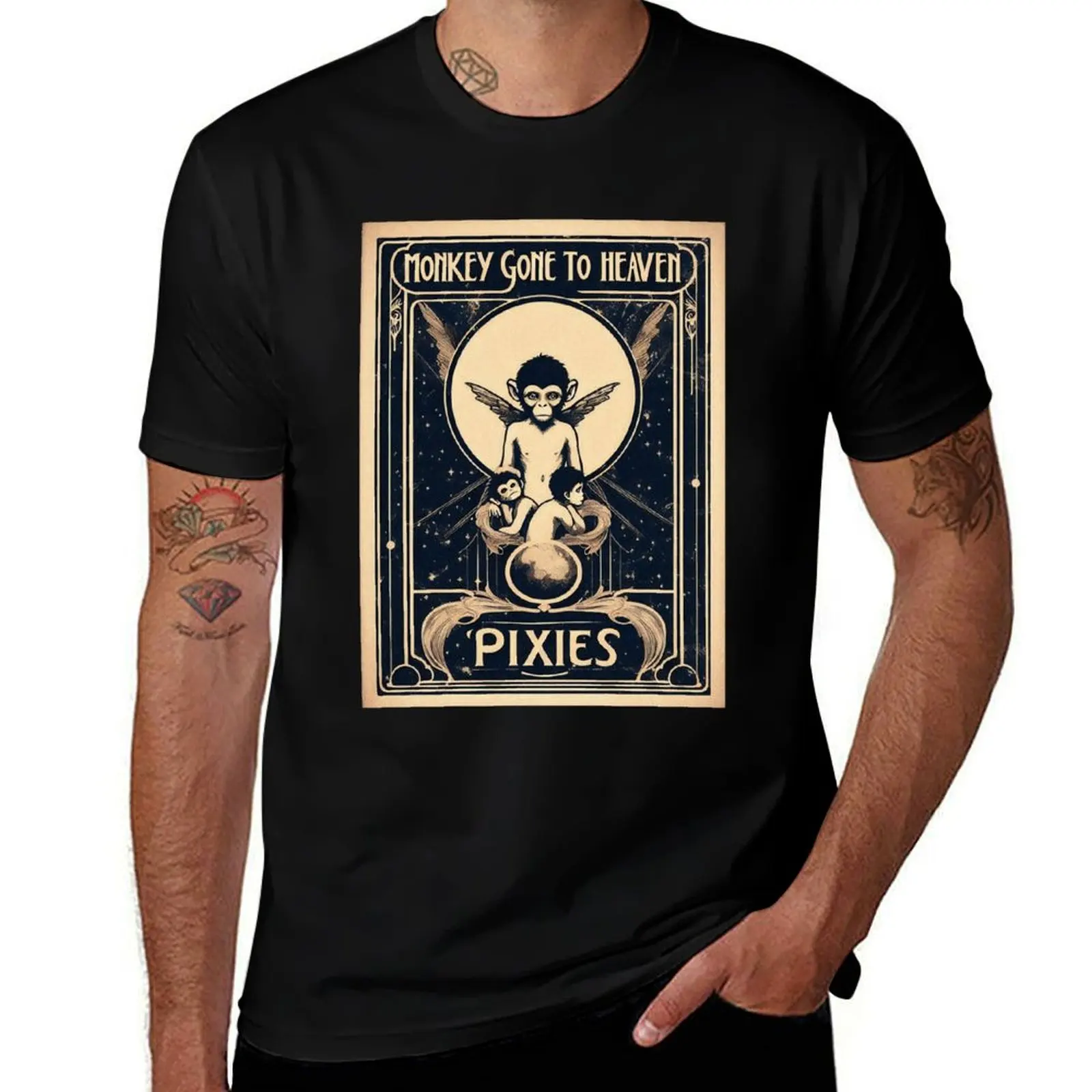 

Pixies - Monkey Gone to Art Nouveau Heaven again T-Shirt Christmas Casual Short Sleeve Top