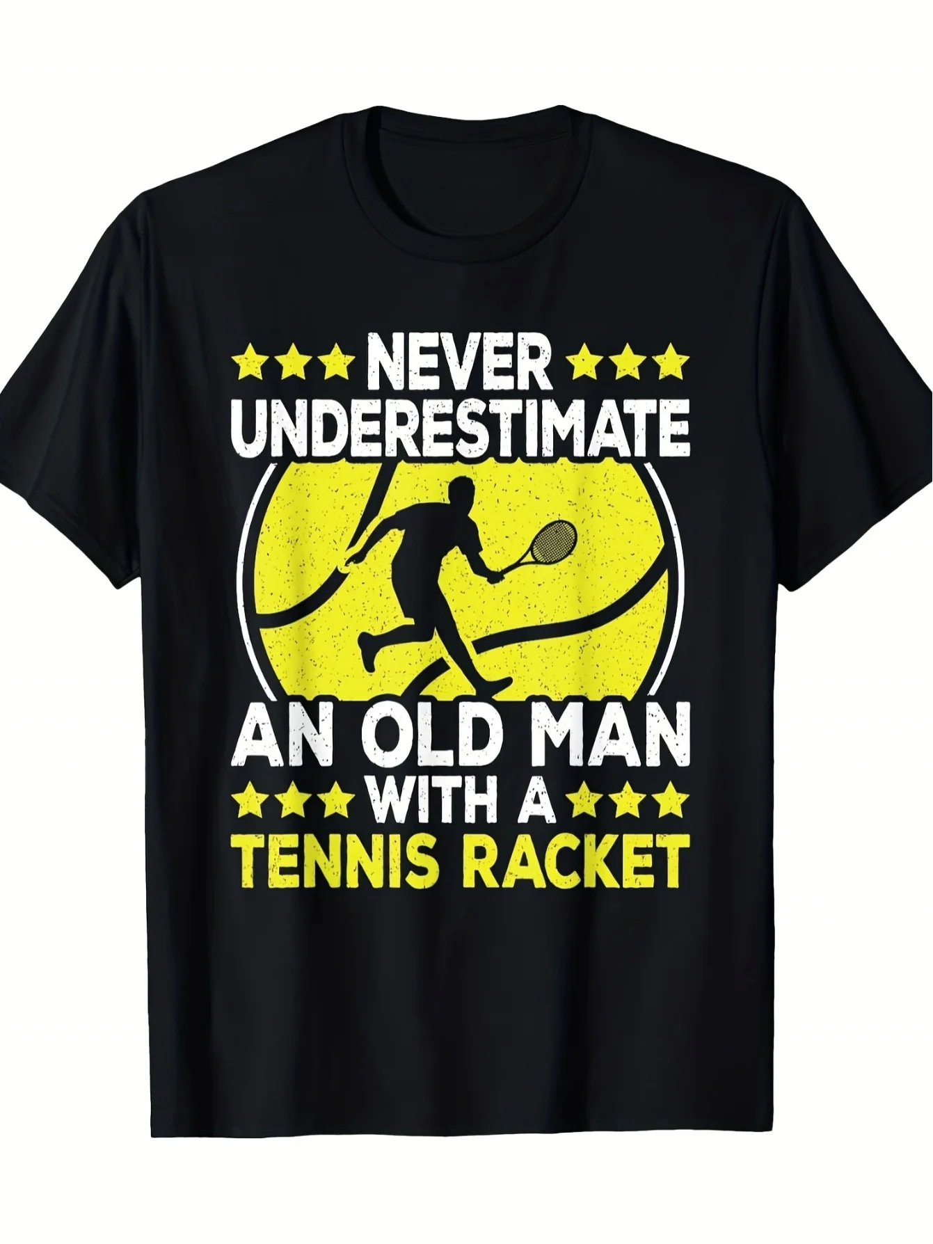 Men' Tennis Themed T-Shirt with Player Graphic   - Round Neck Casual  Wear Suitable for Summer,  Shirt for Tennis Tournaments, Gifts for Players, Coaches, Fans