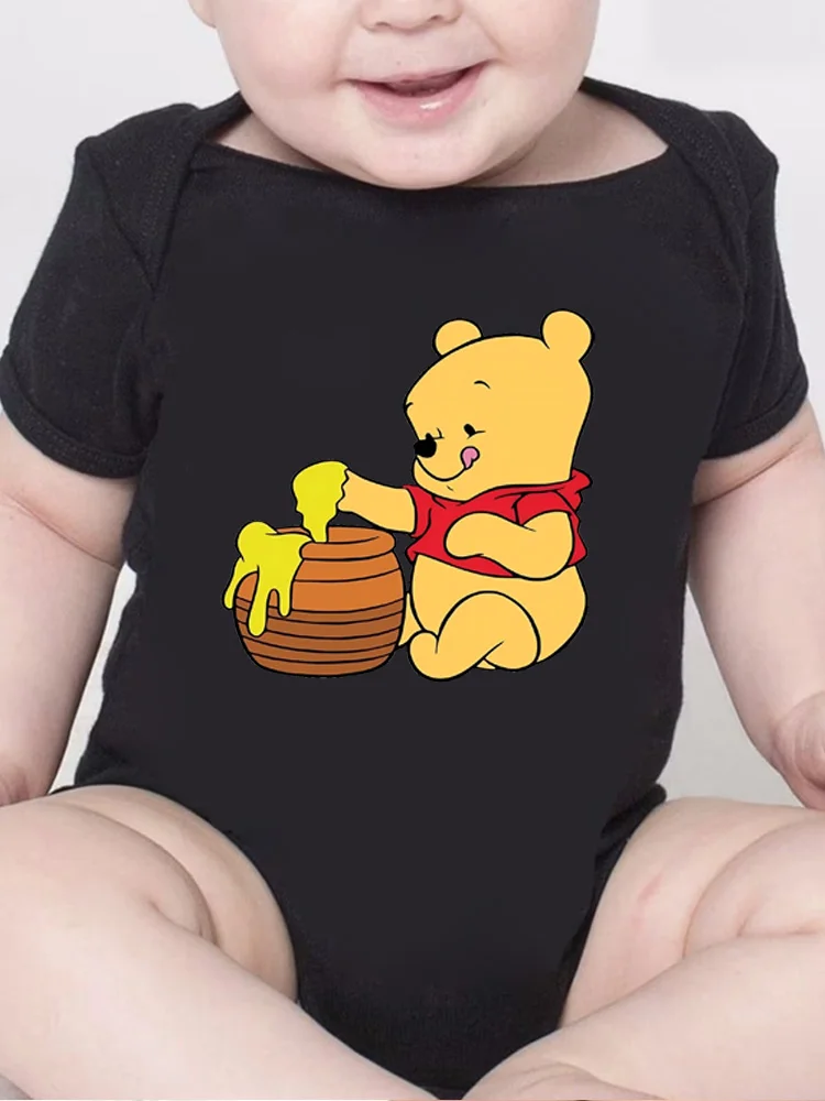Winnie The Pooh Eat Honey Pattern Printed Baby Clothes Rompers Cartoon Infant Toddler Boys Girls Jumpsuit Bodysuits