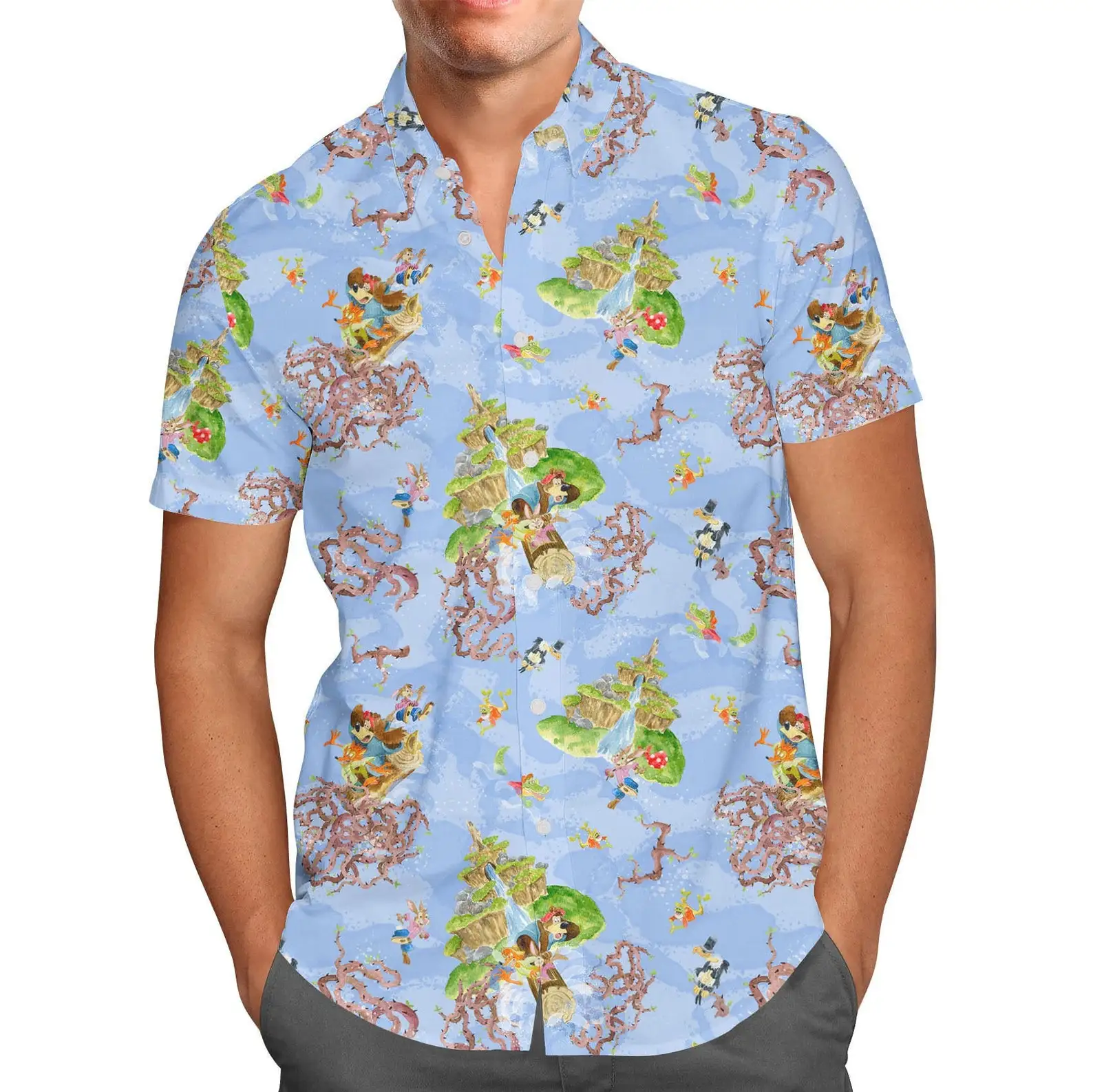 

Briar Patch Splash Mountain Disney Inspired Men's Button Down Short-Sleeved Shirt Fashion Disney Hawaiian Shirt Harajuku Shirt