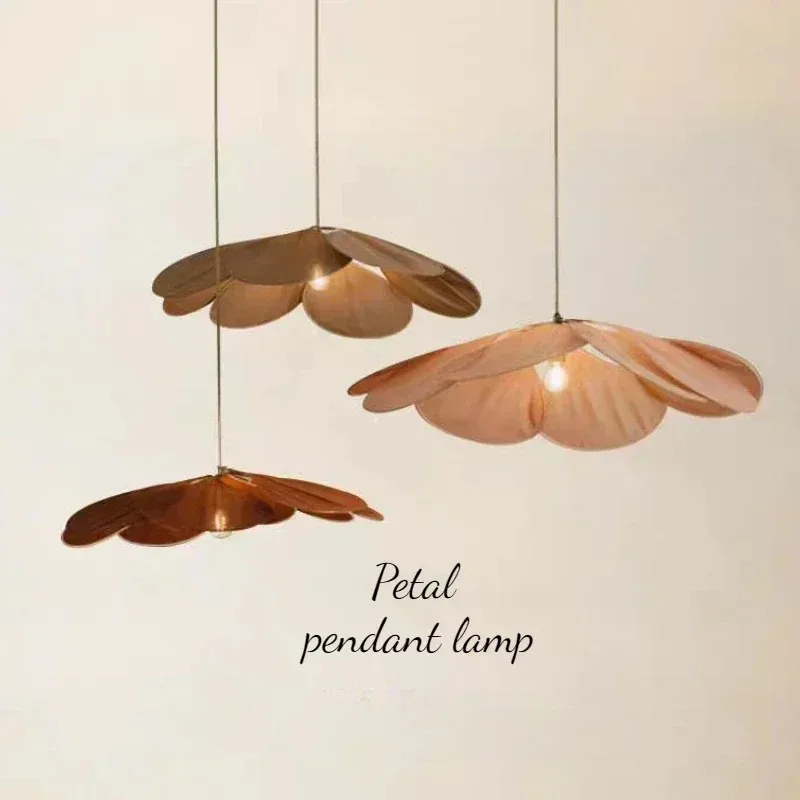 زهرة الفن قلادة أضواء LED اليدوية النسيج الثريا غرفة المعيشة غرفة نوم مقهى مكافحة ديكور المنزل الملونة البتلة مصباح معلق #2