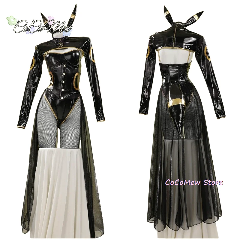 Disfraz de Anime Umbreon Bunny para mujer, Mono de cuero Sexy Kawaii, calcetines, diadema, mono de abeja pequeña, ropa de Halloween