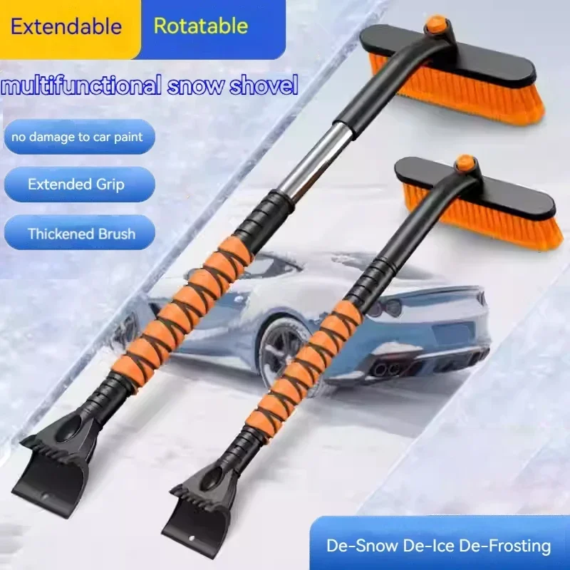 

Зимняя многофункциональная автомобильная лопата для удаления снега с устройством для размораживания и размораживания, щеткой для снега, выдвижным скребком для снега