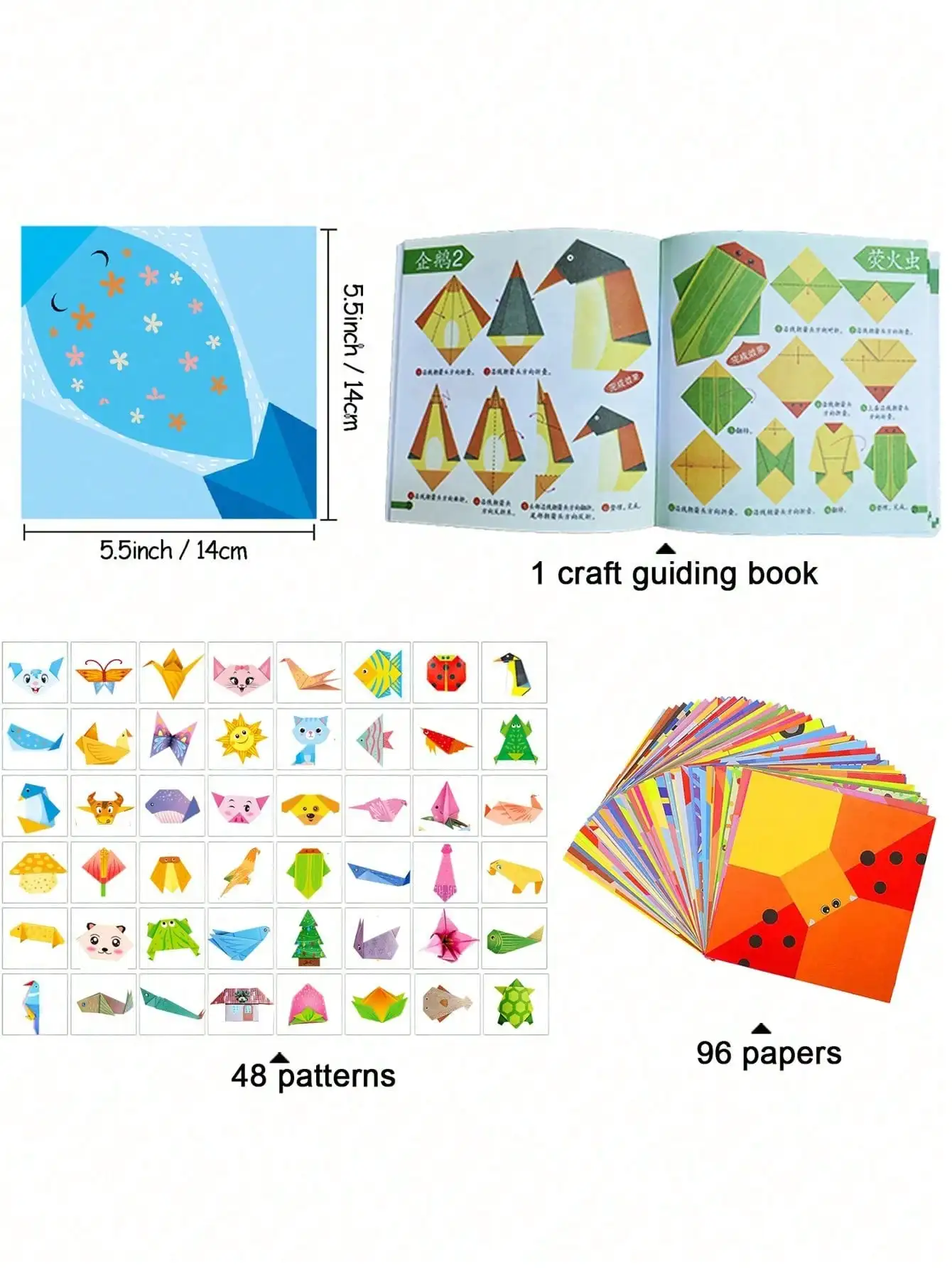 30/96 DIY Children Craft Art Cartoon Animal Origami Paper Montessori Toys Kids Craft  Educational Toy Supplies Beginners Kids Bo