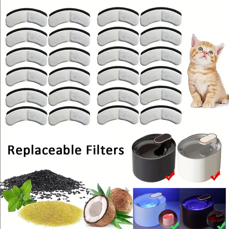 B59B-Cat Dog Feeding And Watering Supplies 12Pcs Cat Water Fountain Filters Pet Water Dispenser Cartridge Replacement Parts