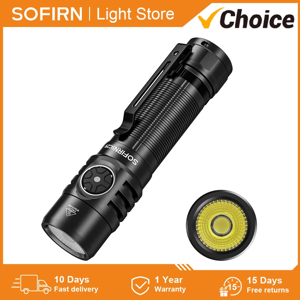 Sofirn-ポータブル充電式LED懐中電灯、強力なトーチ、edcフラッシュ